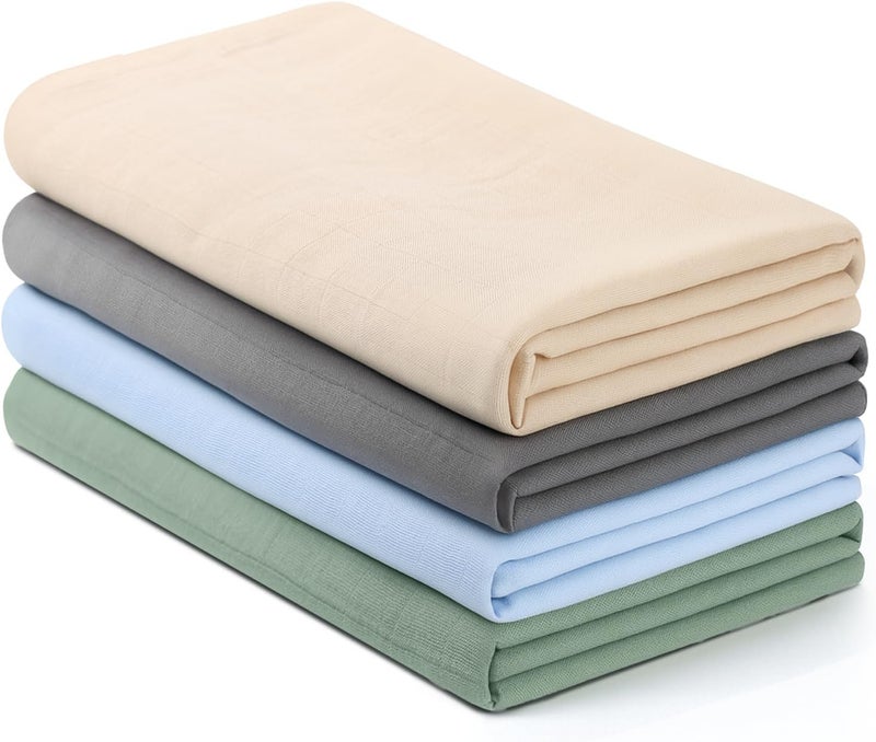 CottCare Muslin Swaddle Blankets for Babies, 4-Pack Ultra Soft Breathable Receiving Blankets, Large 45''x45'' Baby Wraps for Boys Girls, Newborn Essentials Shower Gifts - Image 1